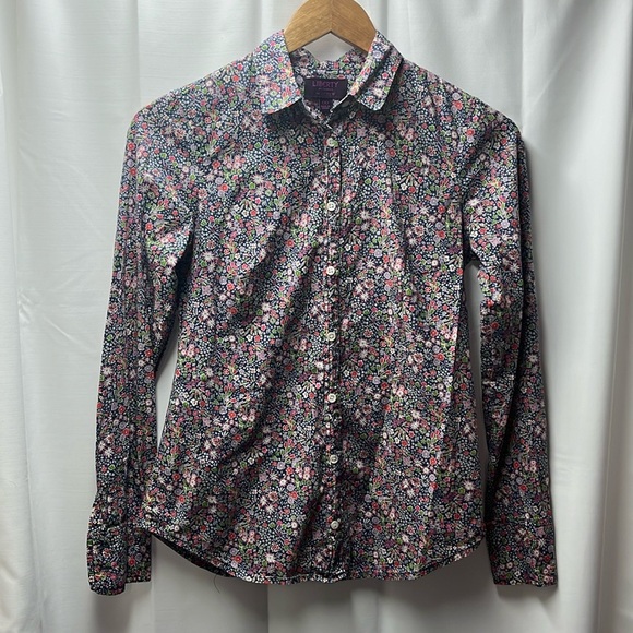 J. Crew Tops - J Crew Liberty Purple Blue Floral Button Down Blouse- 00